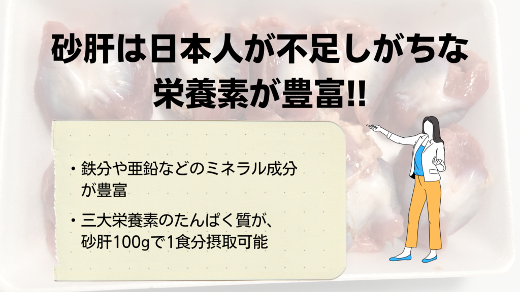 「砂肝の栄養素はミネラルとビタミンが豊富!詳しく解説」の見出し画像